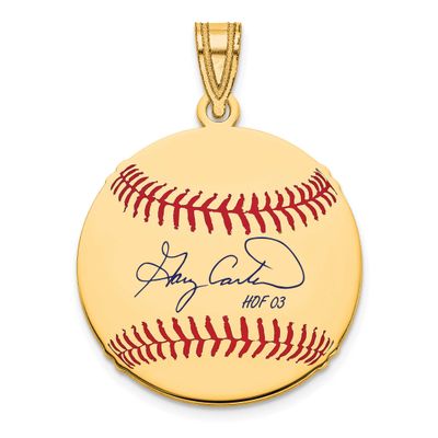 Gary Carter Hall of Fame Signature Small Epoxy Baseball Pendant Gold-plated Sterling Silver GPHF11G…