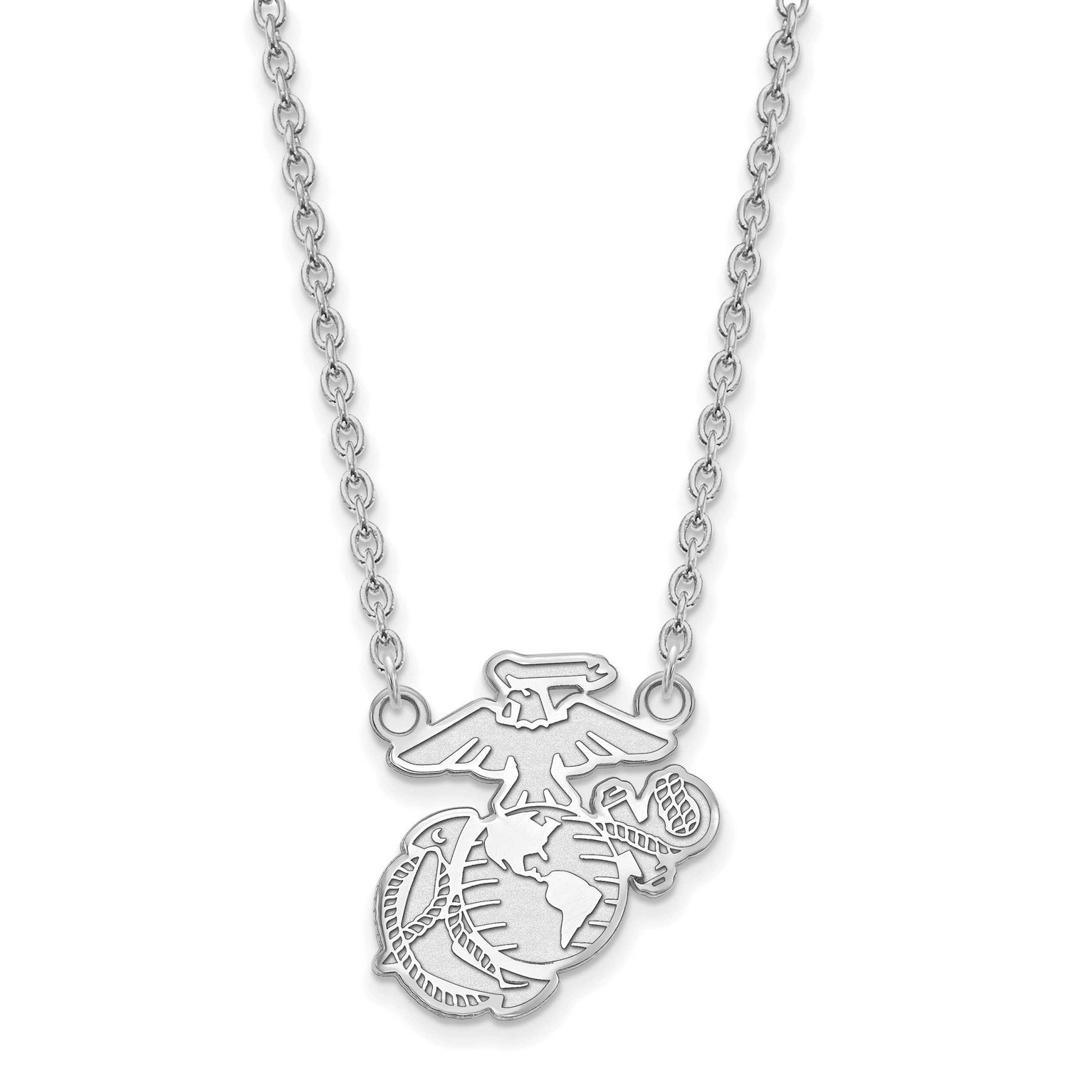 U.S. Marine Corps Split Chain Pendant Sterling Silver Rhodium-plated SS012USMC-18, UPC: 191101484964