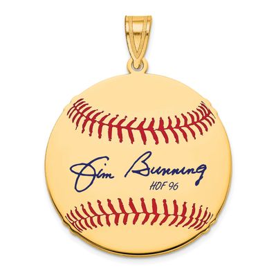 Jim Bunning Hall of Fame Signature Medium Epoxy Baseball Pendant Gold-plated Sterling Silver GPHF10…