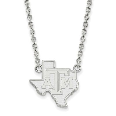 Texas A And M University State Outline Large Pendant 18 Inch Necklace 10k White Gold 1W049TAM-18, U…