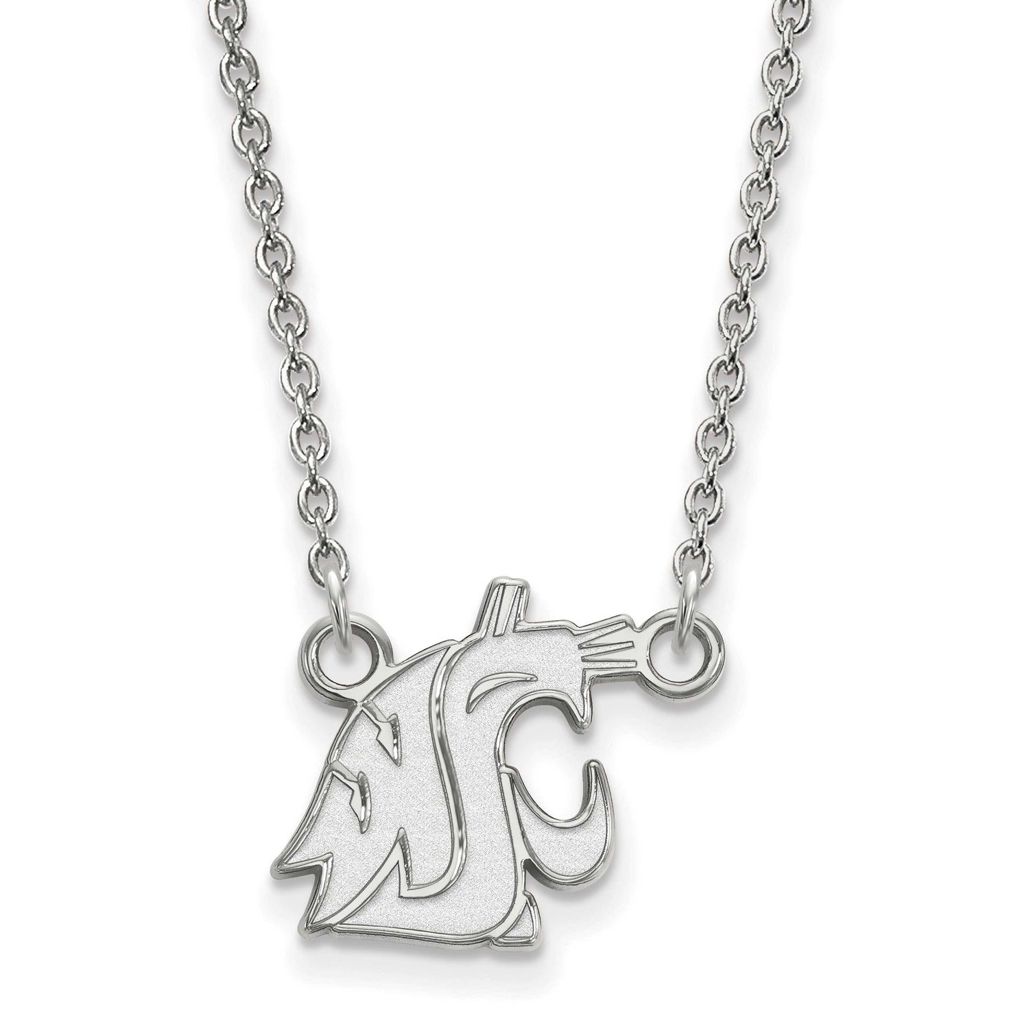 Washington State University Cougar Small Pendant 18 Inch Necklace 10k White Gold 1W012WAS-18, UPC: …