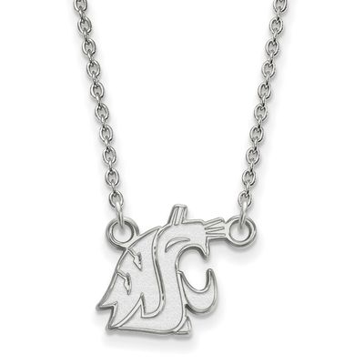 Washington State University Cougar Small Pendant 18 Inch Necklace 10k White Gold 1W012WAS-18, UPC: …