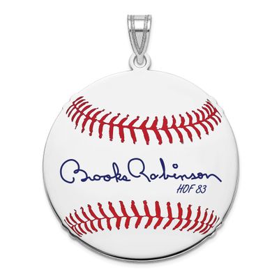 Brooks Robinson Hall of Fame Signature Large Epoxy Baseball Pendant Sterling Silver SSHF02BR83, UPC: