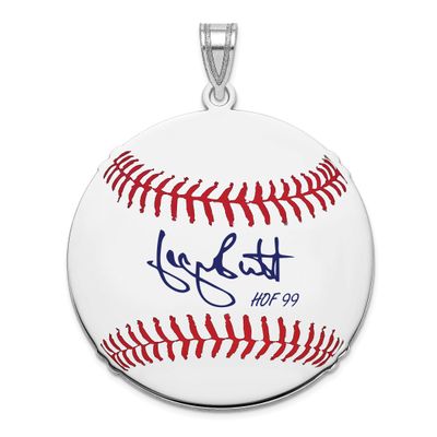 George Brett Hall of Fame Signature Large Epoxy Baseball Pendant Sterling Silver SSHF02GB99, UPC: