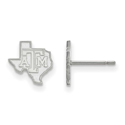 Texas A And M University State Outline Extra Small Post Earrings 14k White Gold 4W046TAM, UPC: 8867…