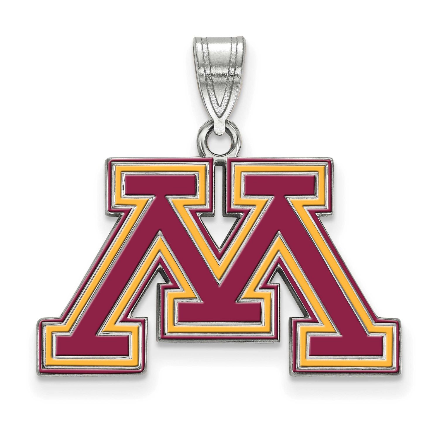 University of Minnesota Letter M Medium Enameled Pendant Sterling Silver Rhodium-plated SS021UMN, U…