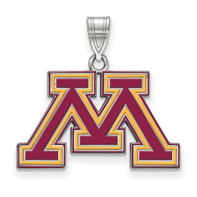 University of Minnesota Letter M Medium Enameled Pendant Sterling Silver Rhodium-plated SS021UMN, U…