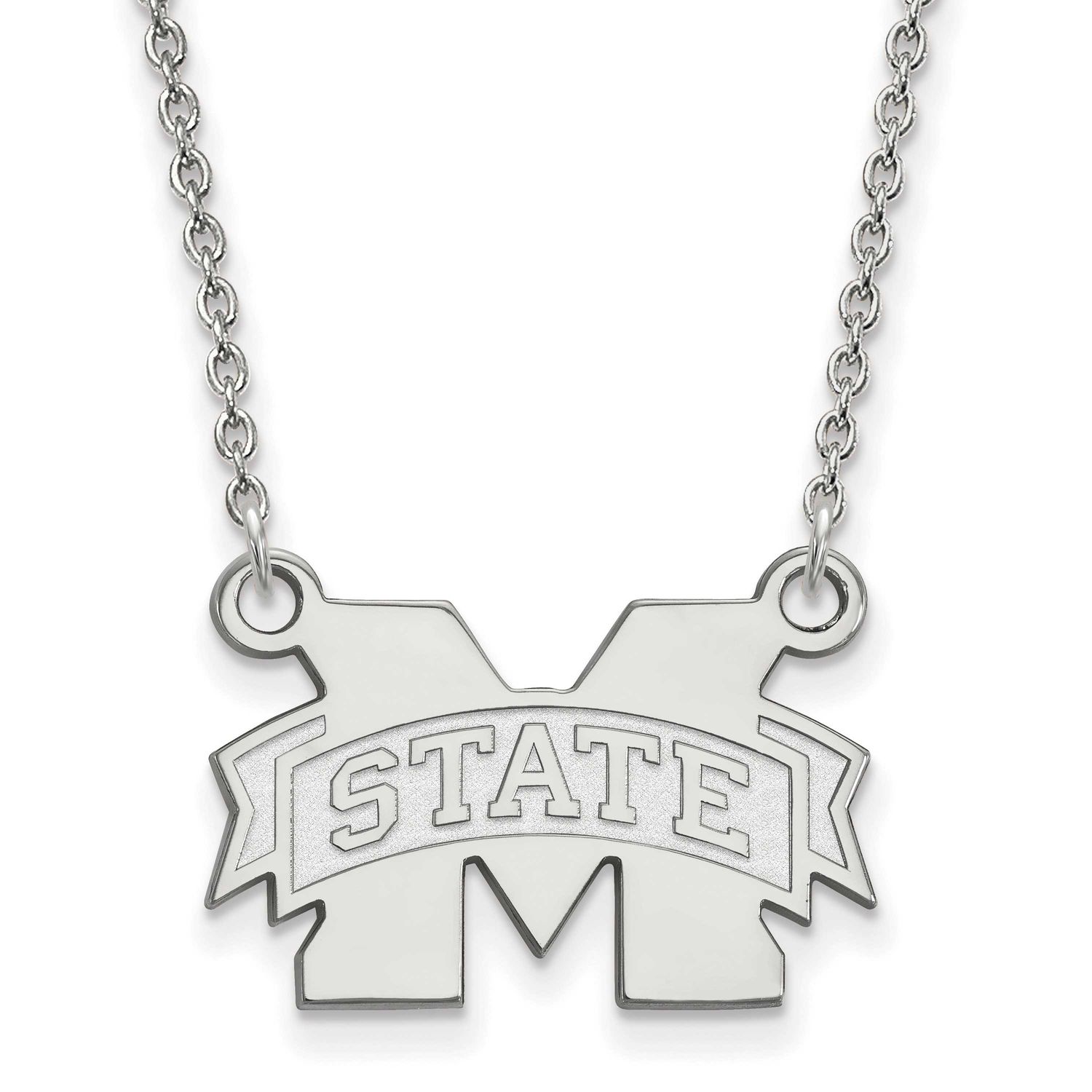 Mississippi State University Small Pendant with Necklace 10k White Gold 1W015MSS-18, UPC: 886774780…