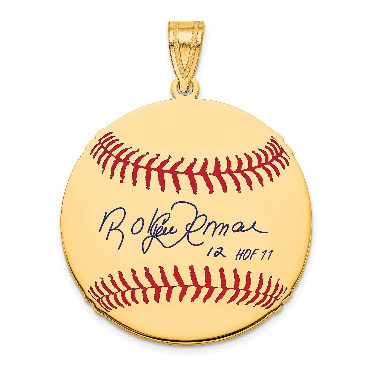 Roberto Alomar Hall of Fame Signature Medium Epoxy Baseball Pendant Gold-plated Sterling Silver GPH…