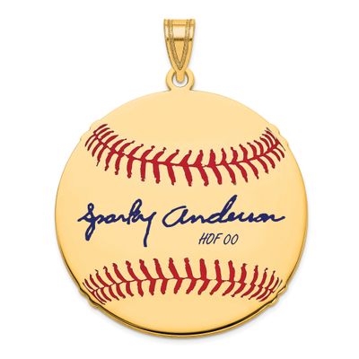 Sparky Anderson Hall of Fame Signature Large Epoxy Baseball Pendant Gold-plated Sterling Silver GPH…