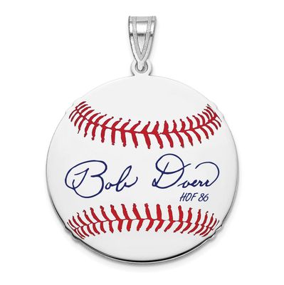 Bobby Doerr Hall of Fame Signature Medium Epoxy Baseball Pendant Sterling Silver SSHF10BD86, UPC: