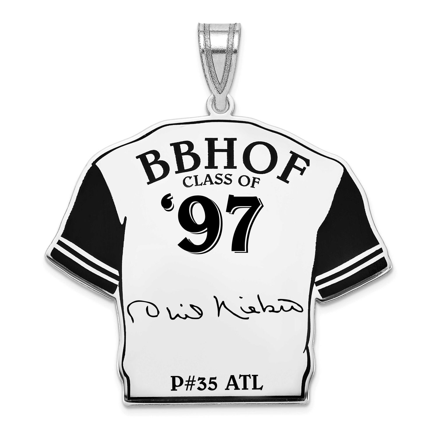 Phil Niekro Hall of Fame Signature Epoxy Jersey Pendant Sterling Silver SSHF01PN97, UPC: