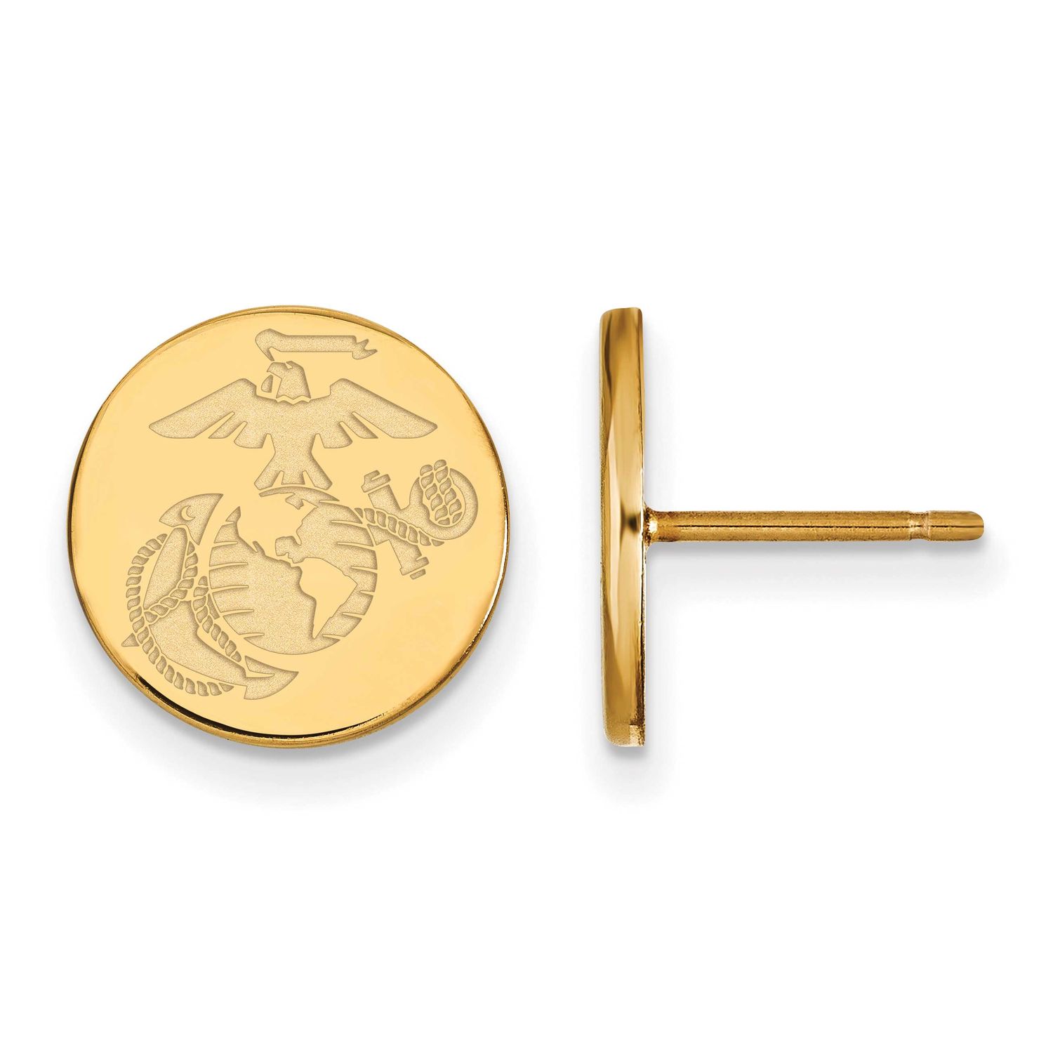 U.S. Marine Corps Disc Post Earrings 10k Gold 1Y036USMC, UPC: 191101485718