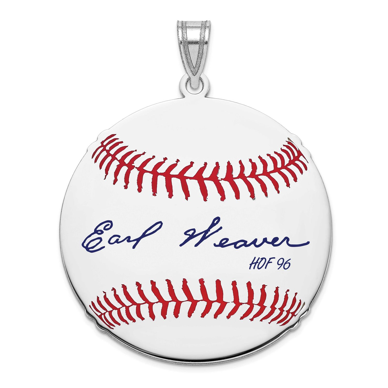 Earl Weaver Hall of Fame Signature Large Epoxy Baseball Pendant Sterling Silver SSHF02EW96, UPC: