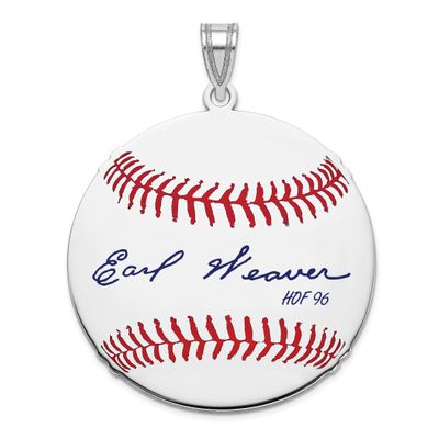 Earl Weaver Hall of Fame Signature Large Epoxy Baseball Pendant Sterling Silver SSHF02EW96, UPC: