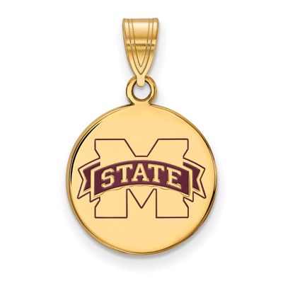 Mississippi State U Medium Enamel Disc Pendant Gold-plated Sterling Silver GP040MSS, UPC: 886774940…
