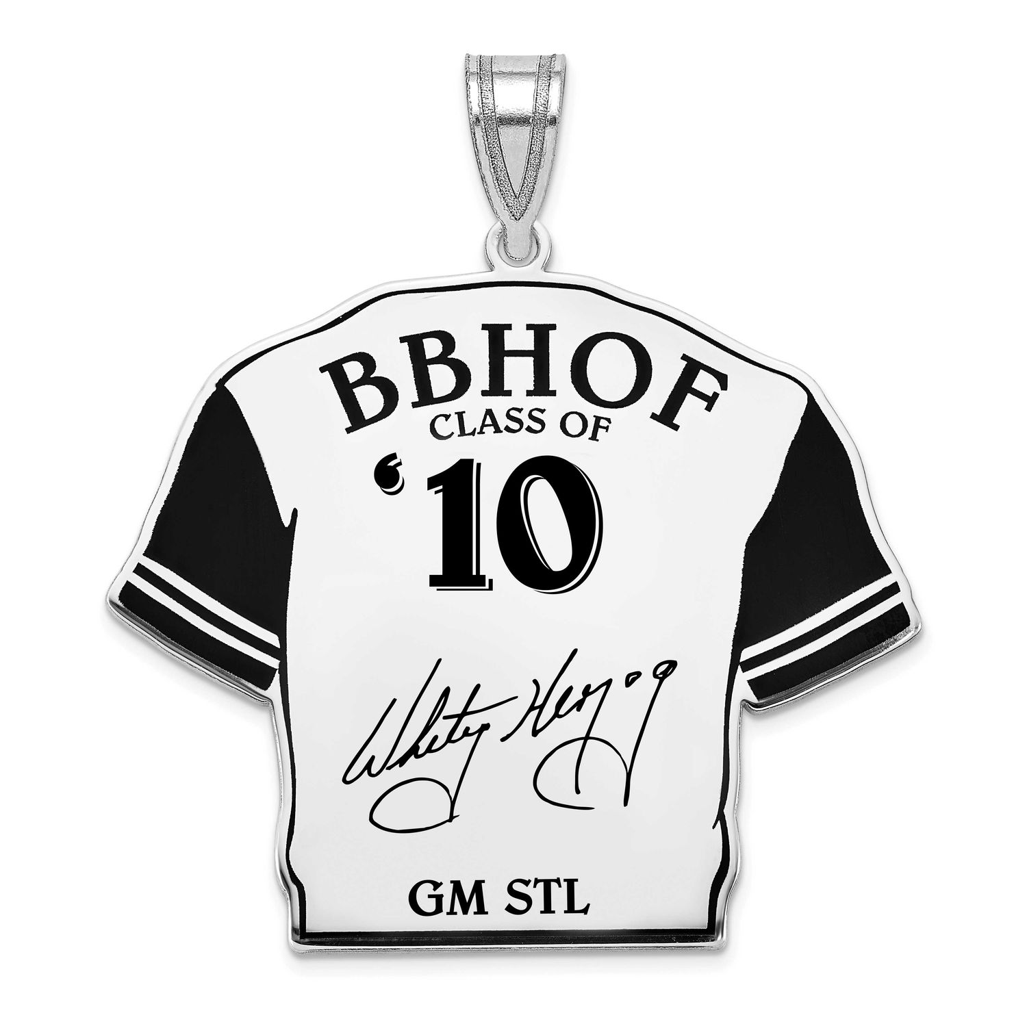 Whitey Herzog Hall of Fame Signature Epoxy Jersey Pendant Sterling Silver SSHF01WH10, UPC: