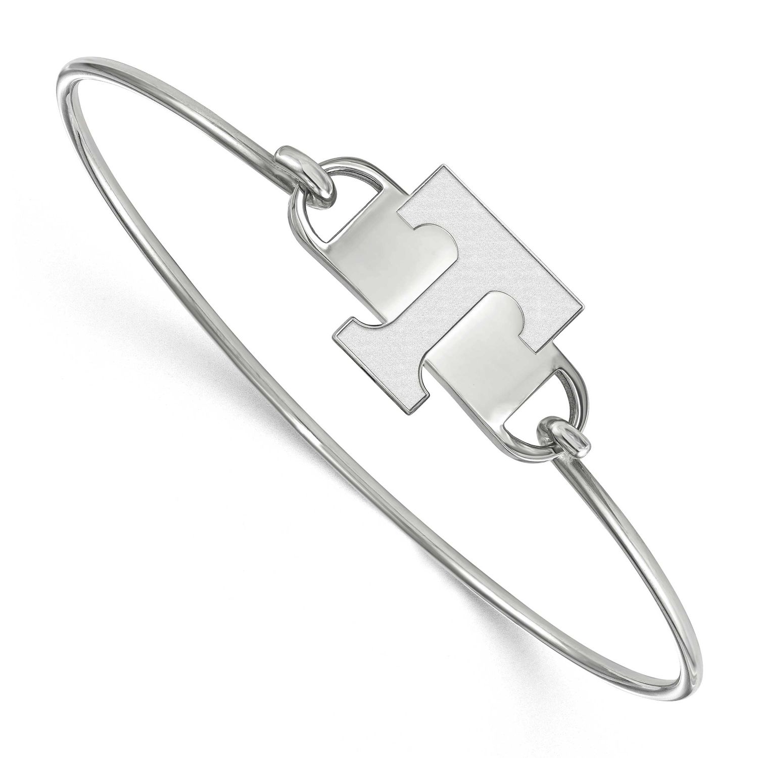 University of Tennessee Letter T Small Center 7 Inch Wire Bangle Sterling Silver Rhodium-plated SS0…
