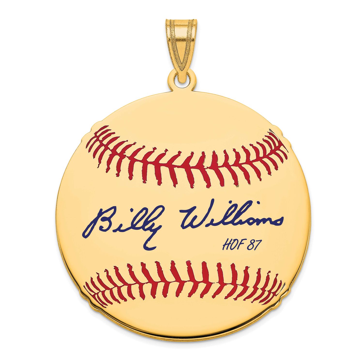 Billy Williams Hall of Fame Signature Large Epoxy Baseball Pendant Gold-plated Sterling Silver GPHF…