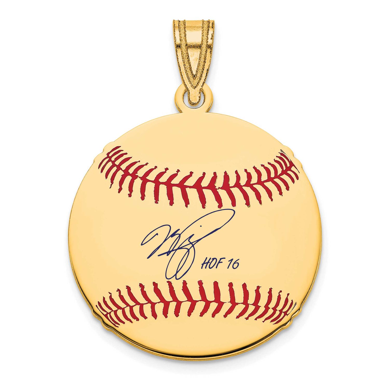 Mike Piazza Hall of Fame Signature Small Epoxy Baseball Pendant 14k Gold 4YHF11MP16, UPC: