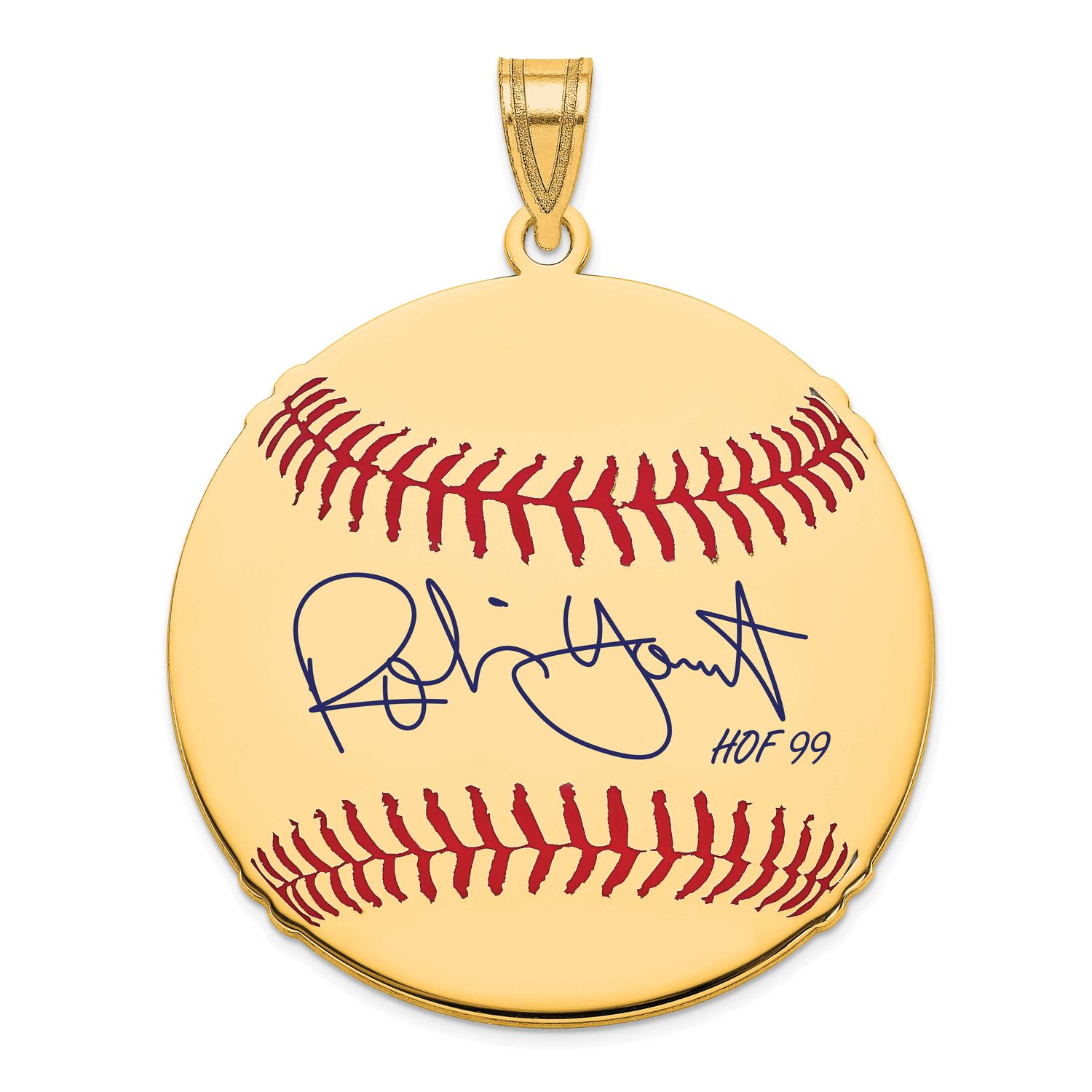 Robin Yount Hall of Fame Signature Large Epoxy Baseball Pendant Gold-plated Sterling Silver GPHF02R…