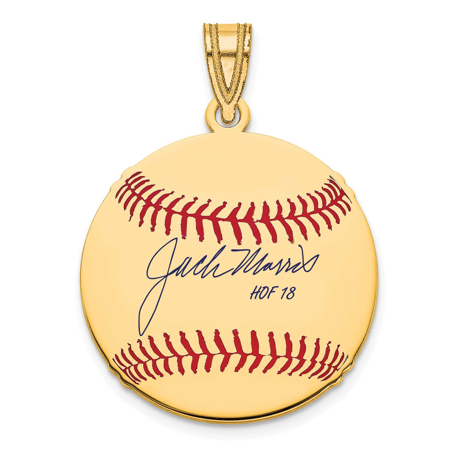 Jack Morris Hall of Fame Signature Small Epoxy Baseball Pendant Gold-plated Sterling Silver GPHF11J…