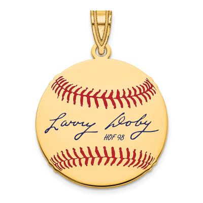 Larry Doby Hall of Fame Signature Small Epoxy Baseball Pendant 10k Gold 1YHF11LD98, UPC: