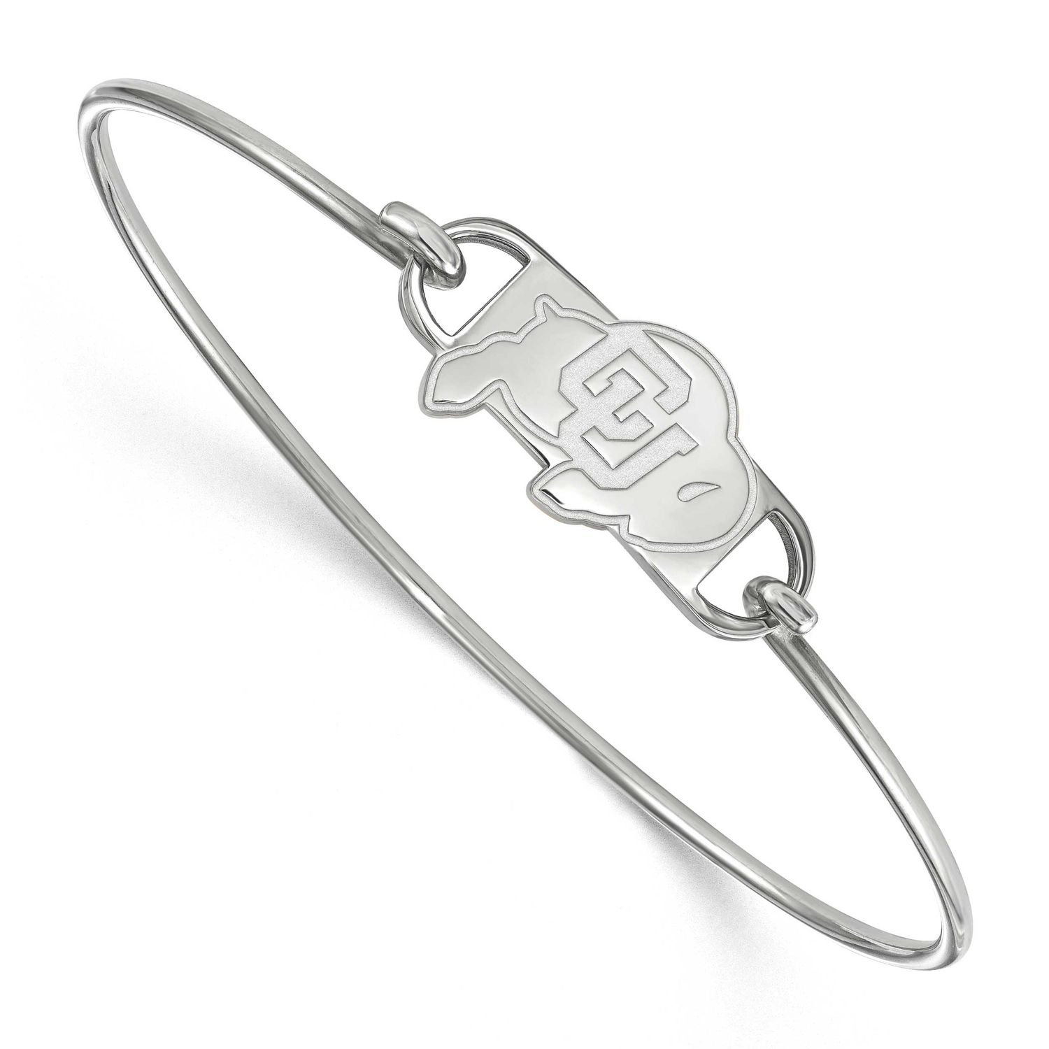 University of Colorado Buffalo Small Center 7 Inch Wire Bangle Sterling Silver Rhodium-plated SS015…
