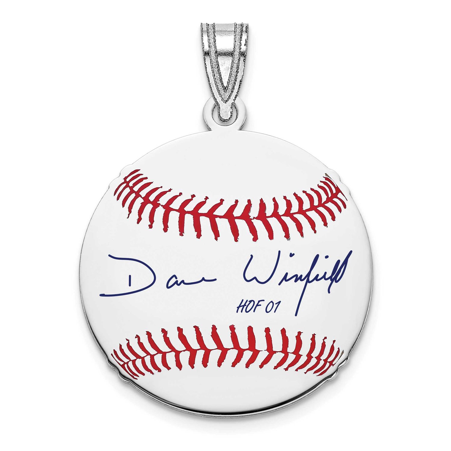 Dave Winfield Hall of Fame Signature Small Epoxy Baseball Pendant Sterling Silver SSHF11DW01, UPC: