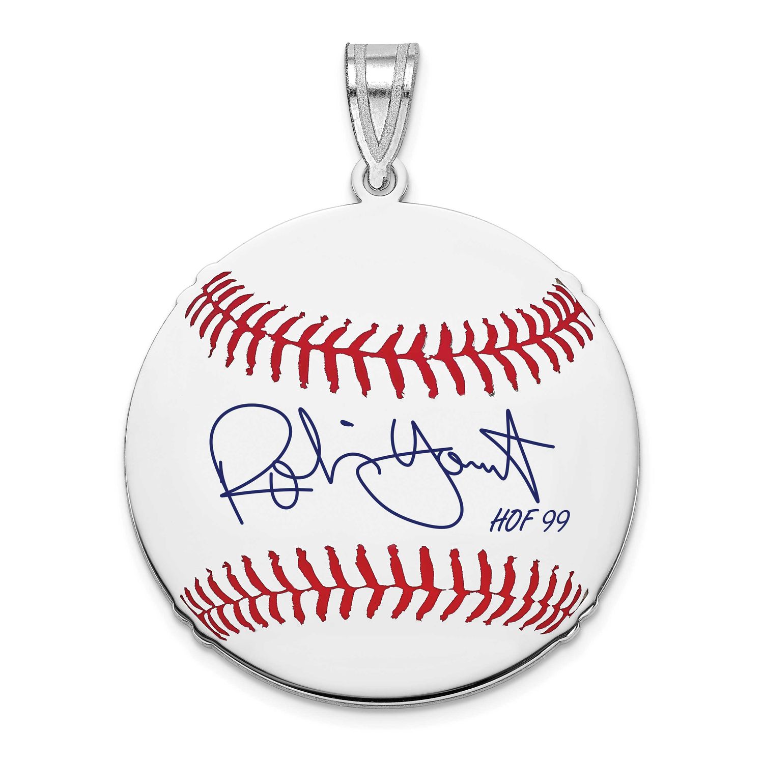 Robin Yount Hall of Fame Signature Medium Epoxy Baseball Pendant Sterling Silver SSHF10RY99, UPC: