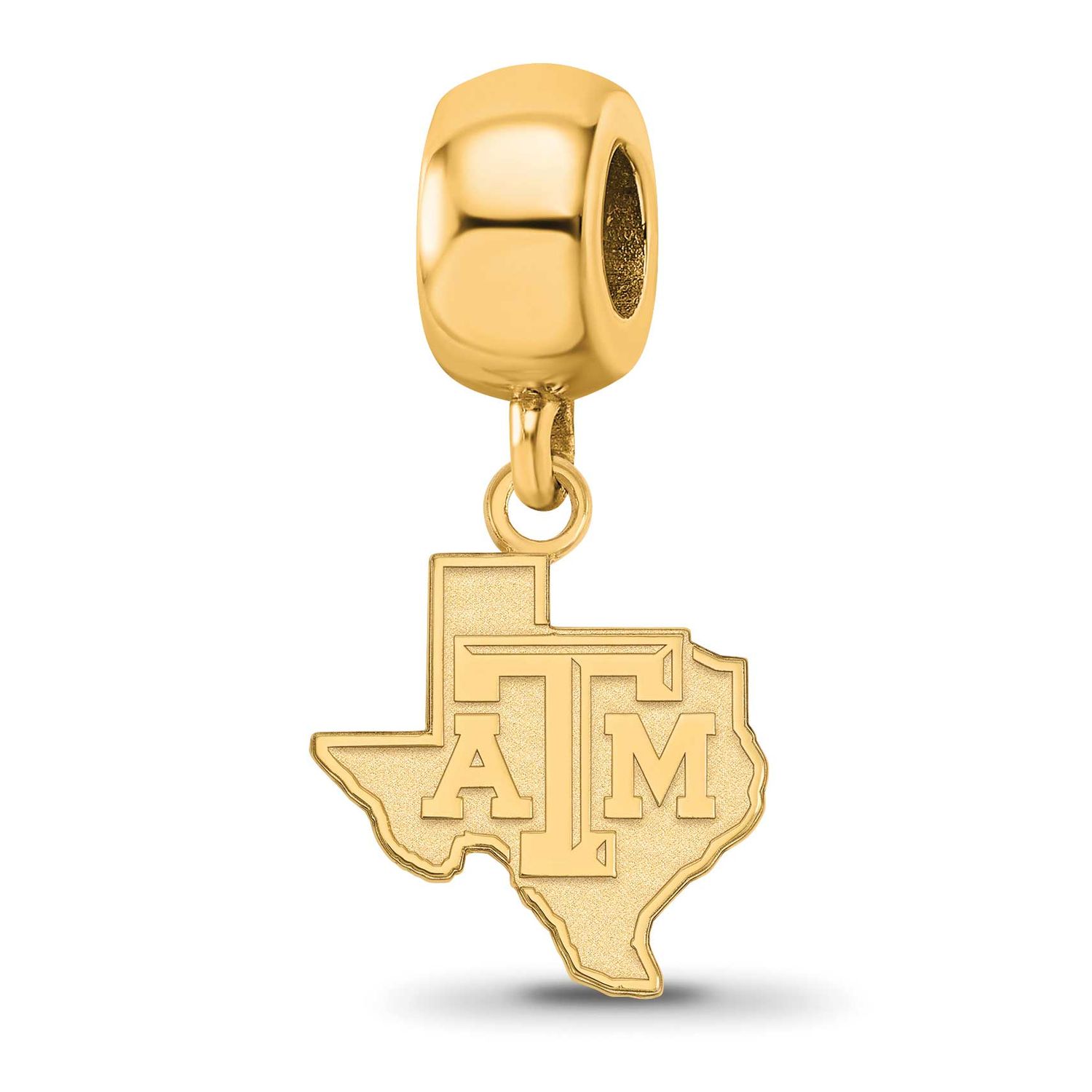 Texas A And M University State Outline Small Dangle Bead Charm Gold-plated Sterling Silver GP053TAM…