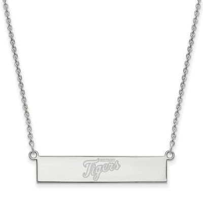 Detroit Tigers Team Script Bar 18 Inch Necklace Sterling Silver Rhodium-plated SS041TIG-18, UPC: 19…