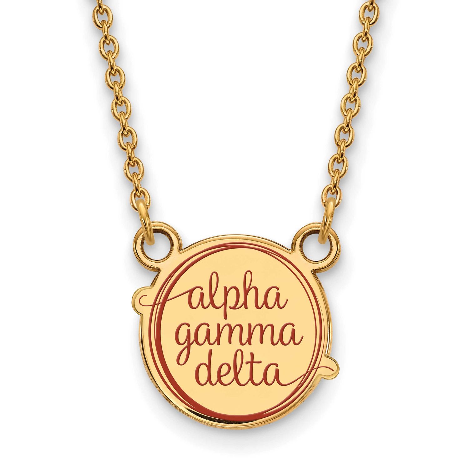 Alpha Gamma Delta Sm Enl Pend with Necklace Gold-plated Sterling Silver GP014AGD-18, UPC: 886774916…
