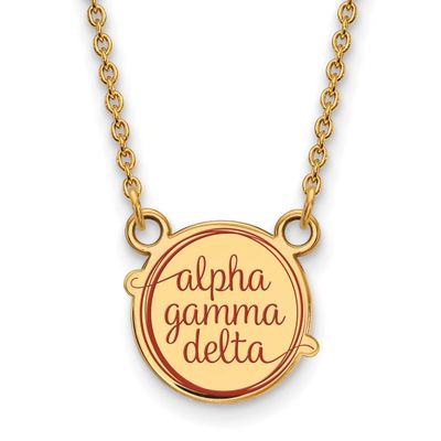 Alpha Gamma Delta Sm Enl Pend with Necklace Gold-plated Sterling Silver GP014AGD-18, UPC: 886774916…