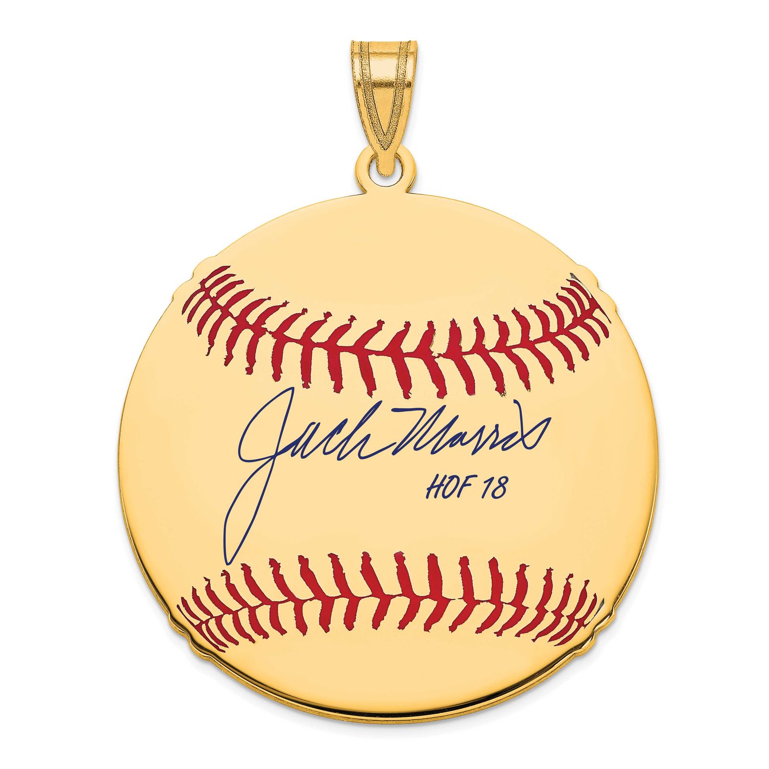 Jack Morris Hall of Fame Signature Large Epoxy Baseball Pendant Gold-plated Sterling Silver GPHF02J…