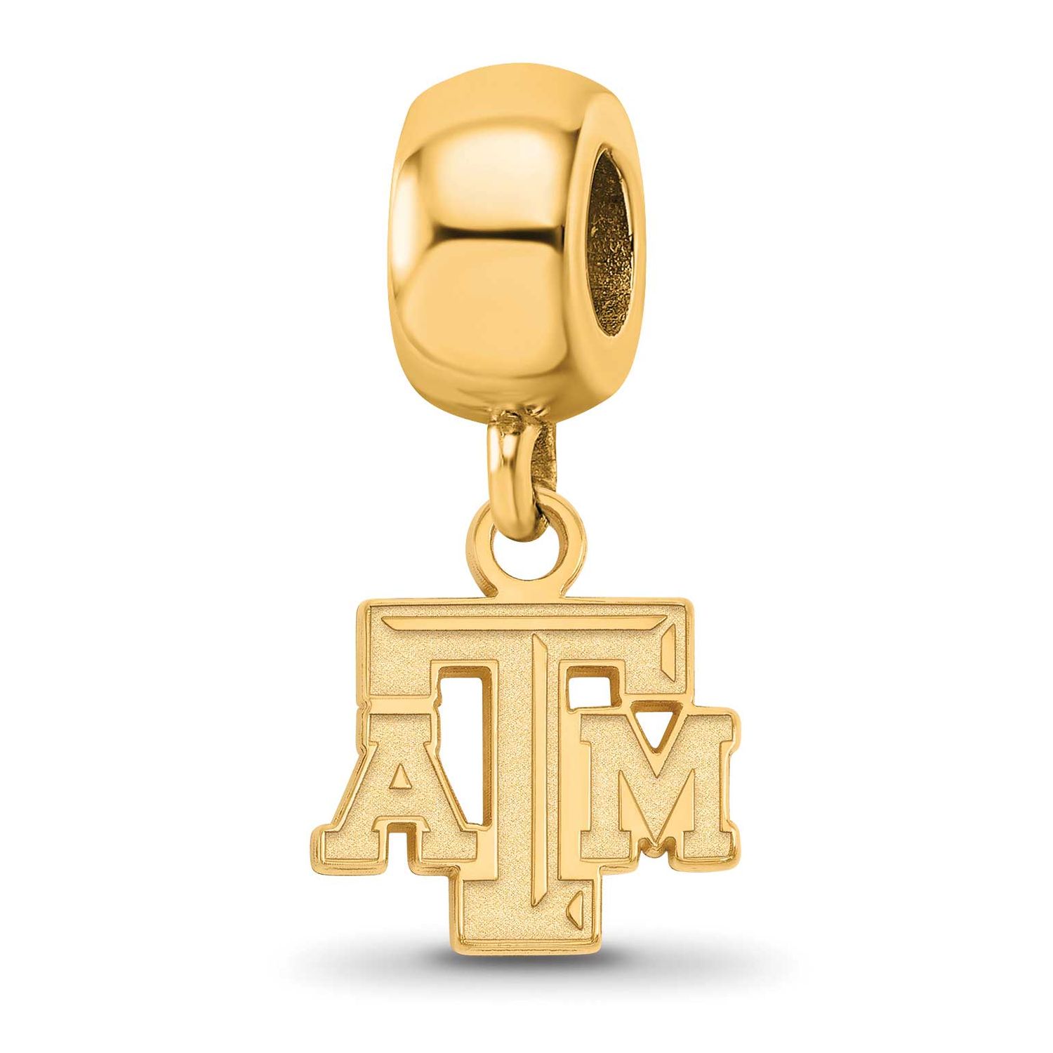 Texas A And M University T-A-M Extra Small Dangle Bead Charm Gold-plated Sterling Silver GP029TAM, …