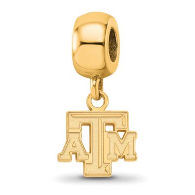 Texas A And M University T-A-M Extra Small Dangle Bead Charm Gold-plated Sterling Silver GP029TAM, …