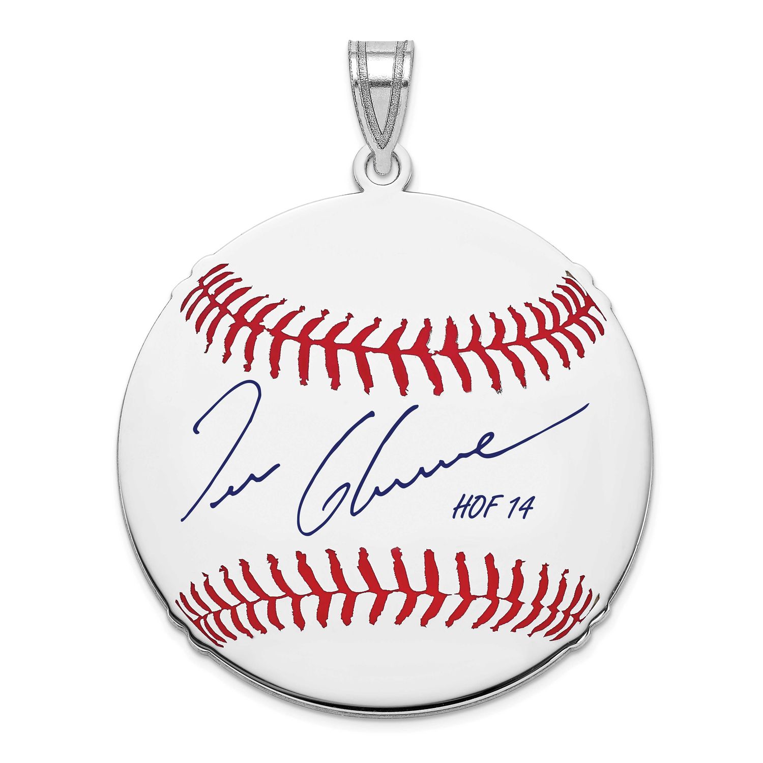 Tom Glavine Hall of Fame Signature Large Epoxy Baseball Pendant Sterling Silver SSHF02TG14, UPC: