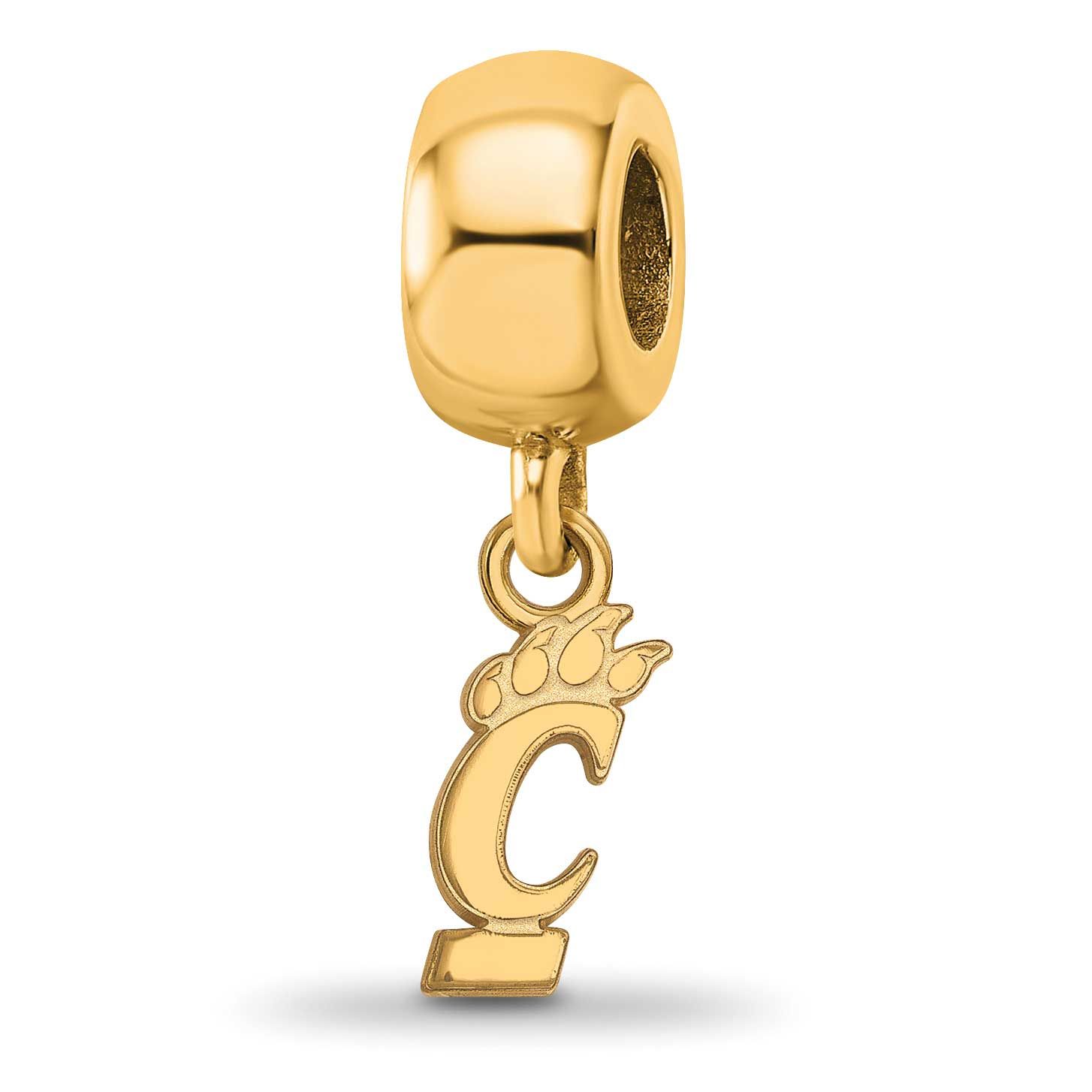University of Cincinnati Extra Small Dangle Bead Charm Gold-plated Sterling Silver GP022UC, UPC: 88…