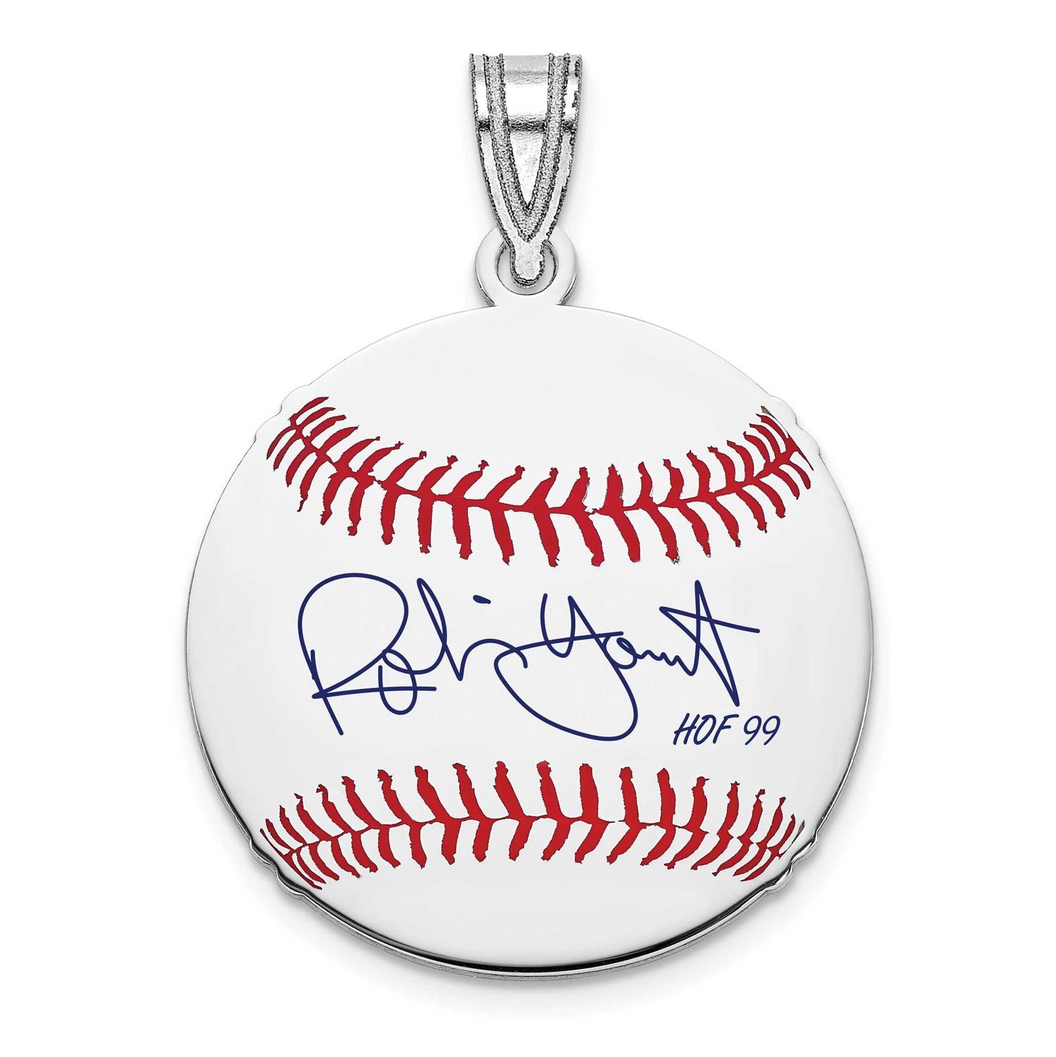 Robin Yount Hall of Fame Signature Small Epoxy Baseball Pendant Sterling Silver SSHF11RY99, UPC: