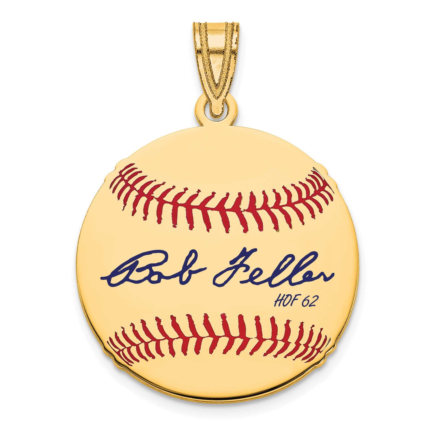 Bob Feller Hall of Fame Signature Small Epoxy Baseball Pendant 14k Gold 4YHF11BF62, UPC: