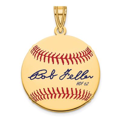 Bob Feller Hall of Fame Signature Small Epoxy Baseball Pendant 14k Gold 4YHF11BF62, UPC: