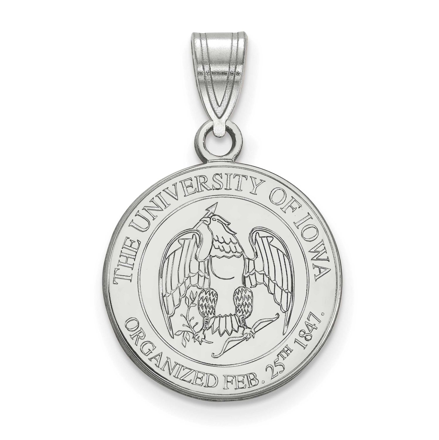 University of Iowa Medium Crest Pendant 10k White Gold 1W078UIA, UPC: 191101121104