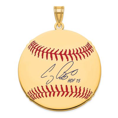 Craig Biggio Hall of Fame Signature Large Epoxy Baseball Pendant Gold-plated Sterling Silver GPHF02…
