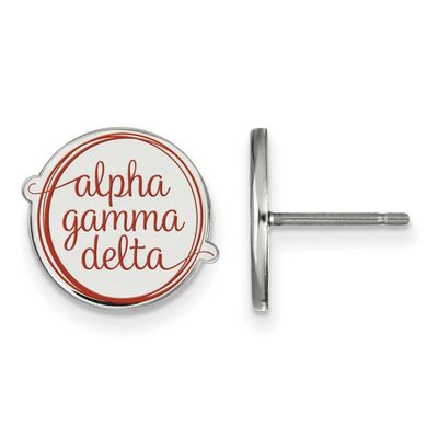 Alpha Gamma Delta Enameled Post Earrings Sterling Silver Rhodium-plated SS019AGD, UPC: 886774602905