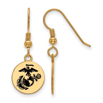 U.S. Marine Corps Epoxied Disc Dangle Earrings Gold-plated Sterling Silver GP032USMC, UPC: 19110148…