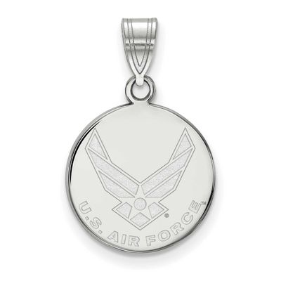U.S. Air Force Medium Disc Pendant Sterling Silver Rhodium-plated SS046USAF, UPC: 191101215209