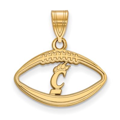 University of Cincinnati Football Pendant Gold-plated Sterling Silver GP014UC, UPC: 886774917689