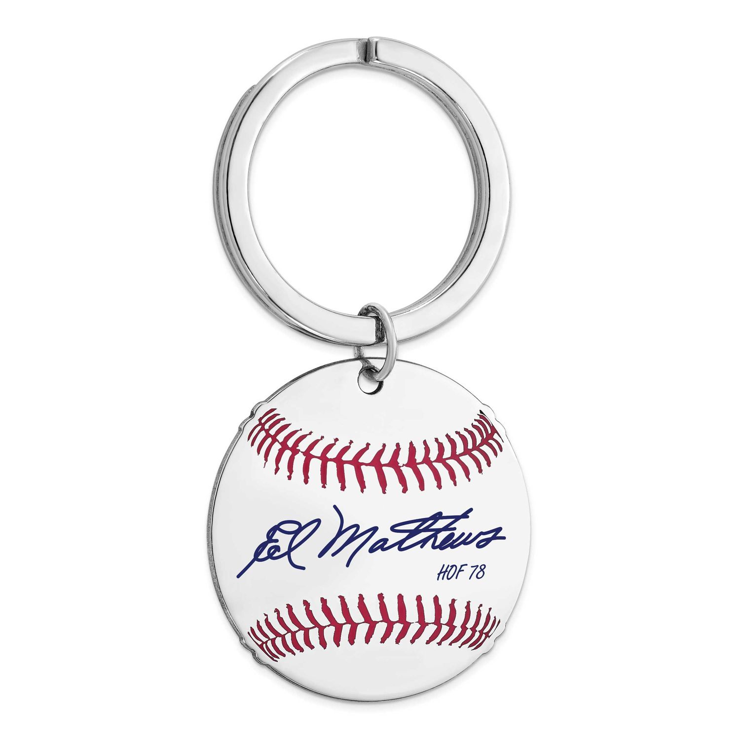 Eddie Mathews Hall of Fame Signature Epoxy Baseball Keychain Sterling Silver SSHF03EM78, UPC: