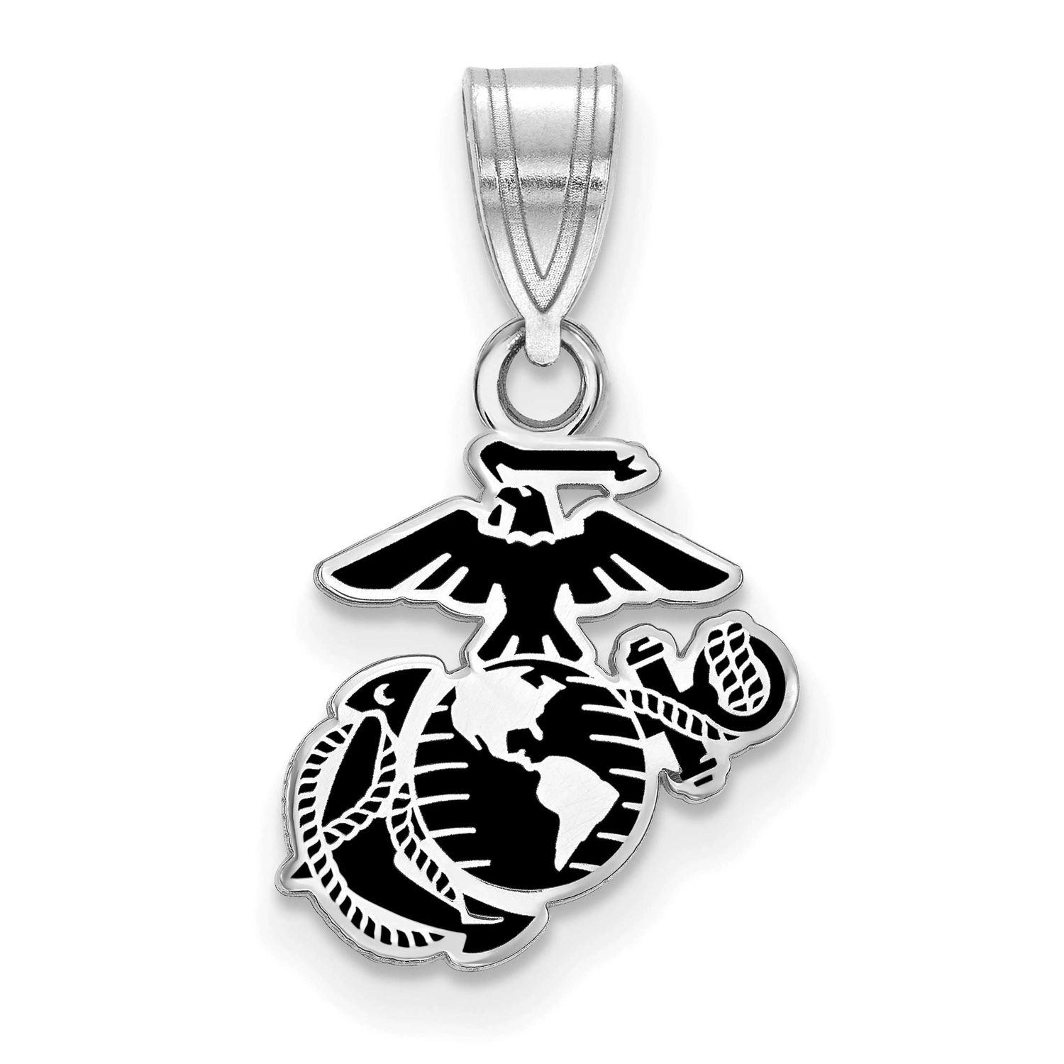 Small U.S. Marine Corps Epoxied Pendant Sterling Silver Rhodium-plated SS018USMC, UPC: 191101484117